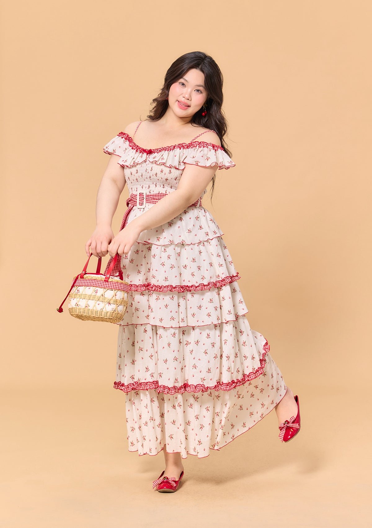 01_e6fc821f-5709-4fc6-8dee-28d52af485bb Curve & Plus Red Hood Maiden Dress - Image 1