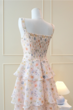 Amber Dress - Pastel Orange Mixed Floral Layer Maxi Dress - Image 5
