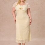 Curve&Plus Cream Letter Dress