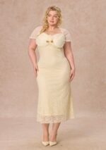 Curve&Plus Cream Letter Dress