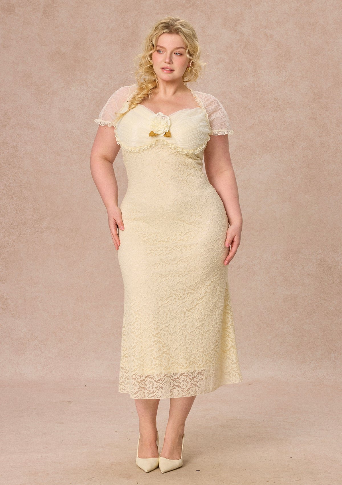 1_c64861a4-519f-4f9e-a917-b60f03868e1d-1 Curve&Plus Cream Letter Dress - Image 1