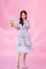 Camilla - printed floral violet midi dress - Image 2