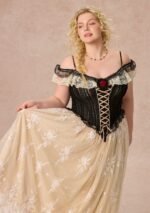 Curve&Plus Midnight Crimson Rose Corset Dress - Image 2