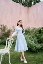 Liana dress -long sleeve blue dress - Image 3