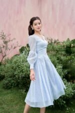 Liana dress -long sleeve blue dress - Image 2