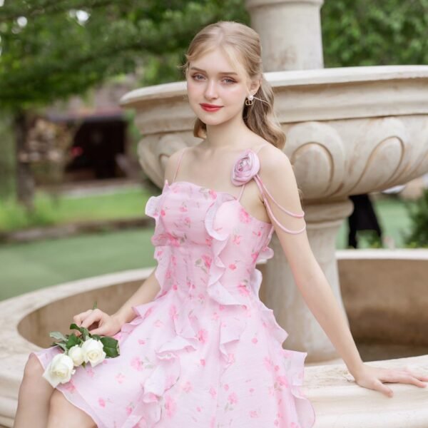 Rosa - pink floral mini dress