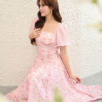 Aster Dress - Pink Floral Midi Dress