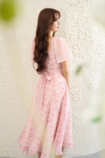 Aster Dress - Pink Floral Midi Dress - Image 3