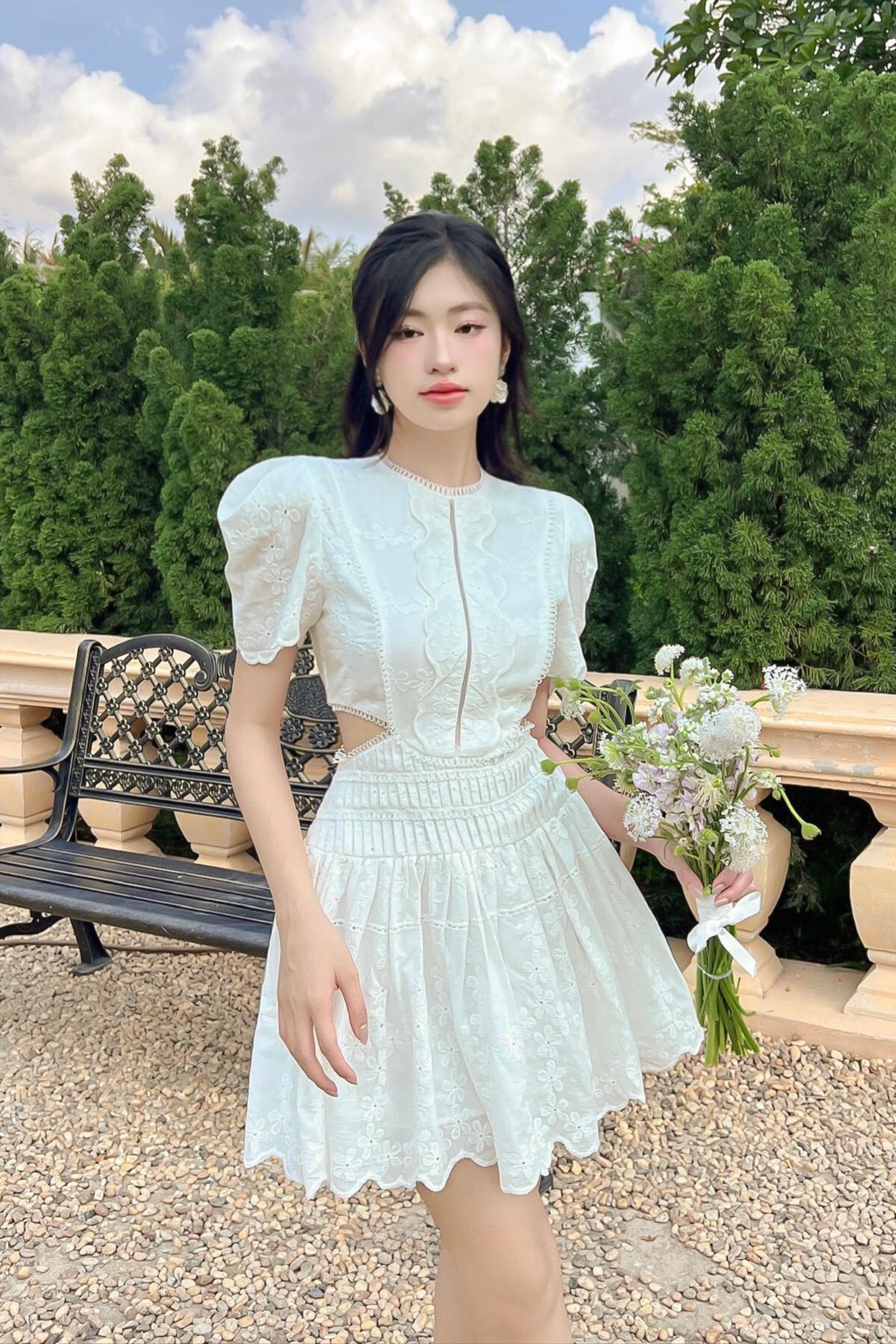 60 Hailey Floral White Mini Dress - Image 1