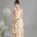 Amber Dress - Pastel Orange Mixed Floral Layer Maxi Dress