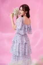 Camilla - printed floral violet midi dress - Image 3