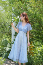 Lovie - elegant blue floral midi dress - Image 2