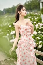 Peony - elegant romantic side flower midi dress - Image 3
