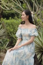Mila - off shoulder shirred printed floral midi dress - Image 5
