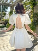 Soleil Short - Puff sleeve cutout mini dress - Image 3