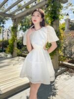 Soleil Short - Puff sleeve cutout mini dress - Image 2