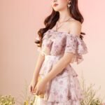 Lily - purple off shoulder mini dress