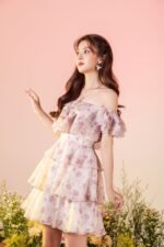 Lily - purple off shoulder mini dress - Image 2