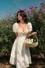 Amie - Cream corset midi dress - Image 3